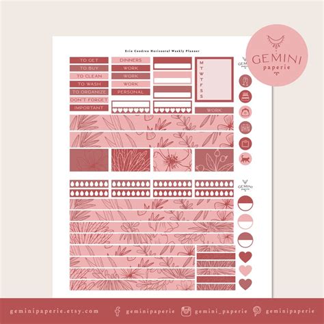 Printable Planner Stickers Weekly Kit For Erin Condren Life Etsy