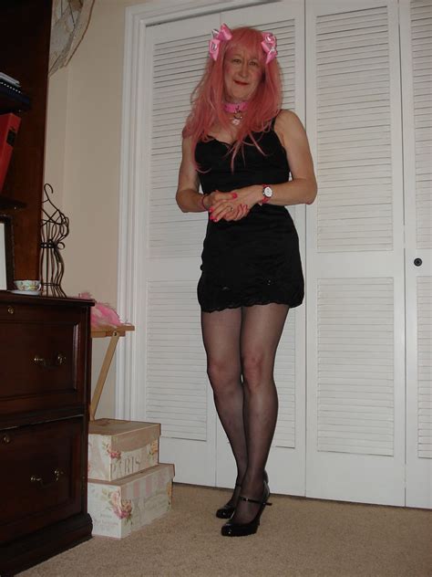sissy gina in short black slip sissies like me love wearin… flickr