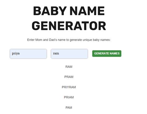 Baby Name Generator From Parents Name
