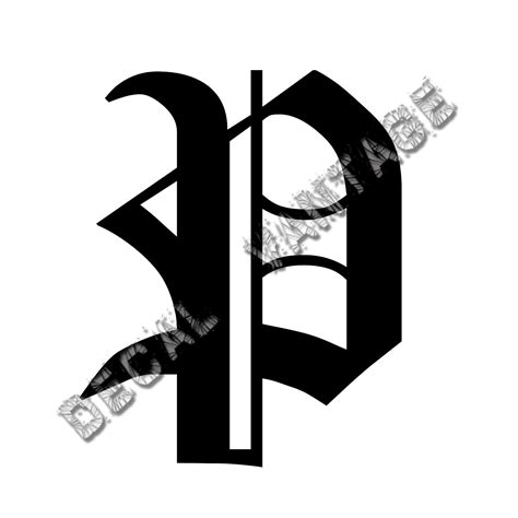Old English P Letter Initial Vinyl Sticker Decal Font Diploma Choose