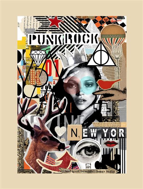 Collage With Kate Mossmagazine Cutouts Art Print By Stylishbunny X