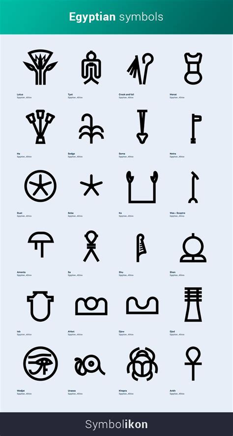 The Egyptian Symbols Are Shown In Black And White