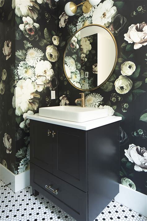 The Powder Room Pops With Pattern Thanks To A Bold Ellie Cashman Dark