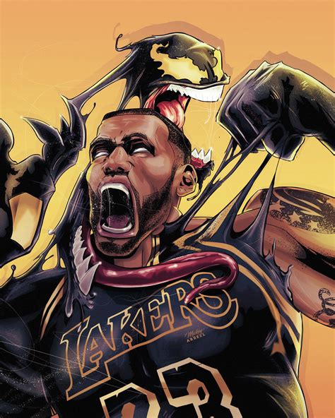Venom Lebron Lakers Nba Art Wmcskills Basketballpictures Lebron