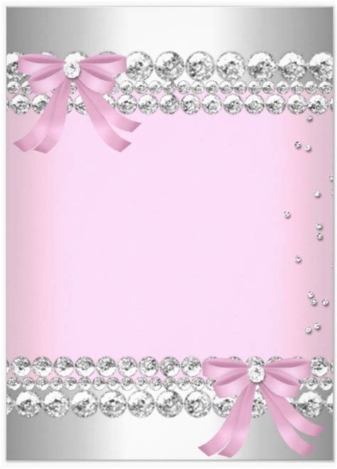Pink And Silver With Diamond Boarder Diamonds And 2 Diamond Center Bows