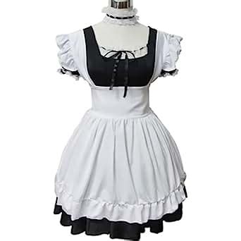 Amazon Com Sexy Gothic Vintage Lovely French Lolita Maid Cosplay Costumes Black Clothing