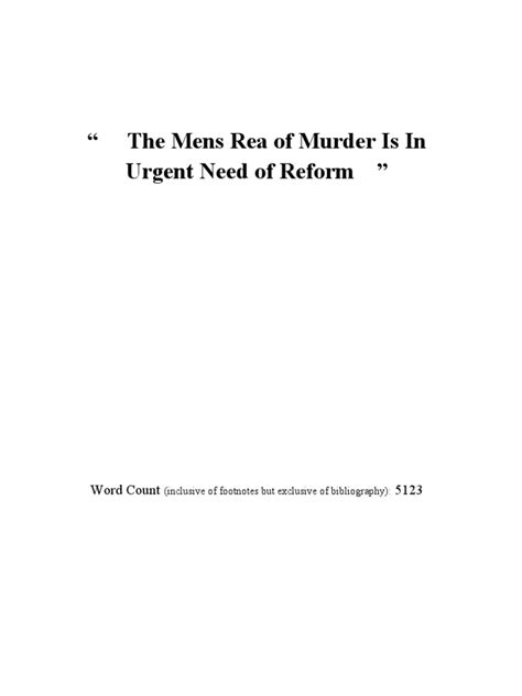 The Mens Rea Of Murder In Ireland Is In Urgent Need Of Reform Pdf