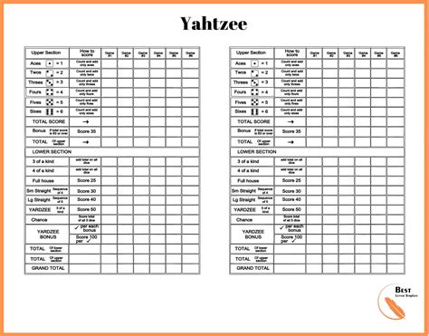 Free Printable Yahtzee Score Cards