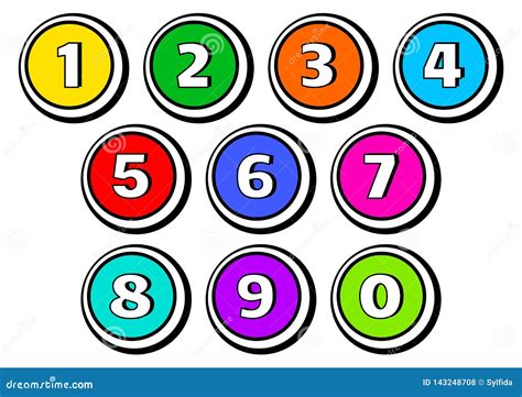 Set Of Buttons With Numbers From 1 To 0 Vector Illustration Stock