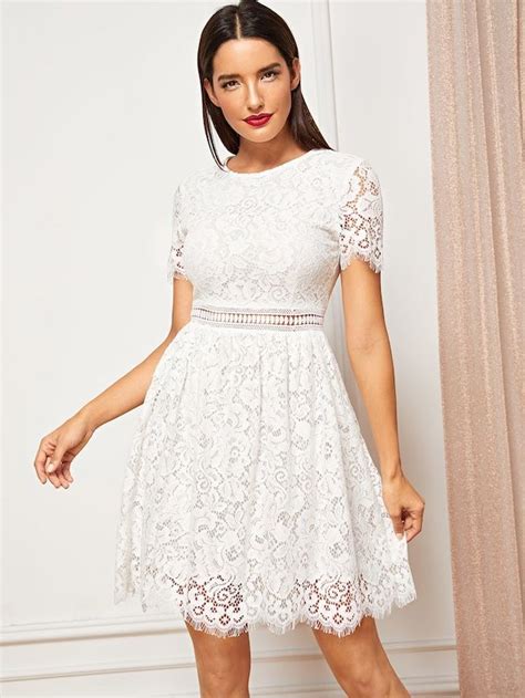 Lace Contrast Solid Dress Sheinsheinside Dress P Fitted Dress