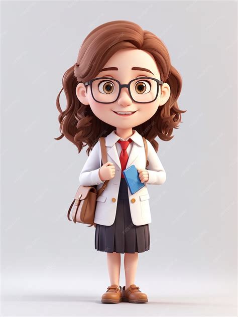 Premium Ai Image Cute School Teacher Cartoon Style 3d Character