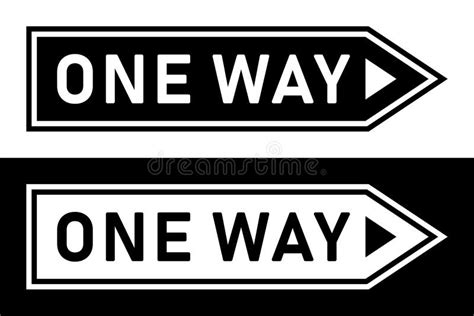 One Way Sign Black And White Road Direction Arrow Sign Vector
