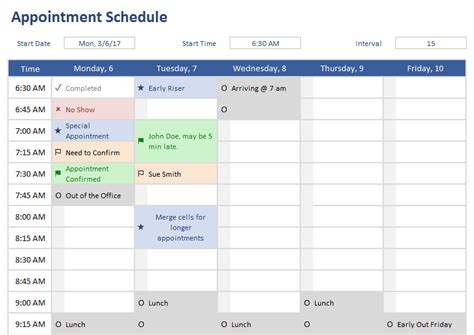 Microsoft Excel Templates Appointment Schedule Excel Template