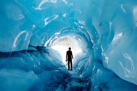 Glacier Ice Cave Exploring Ice Cave Glacier Winter Travel