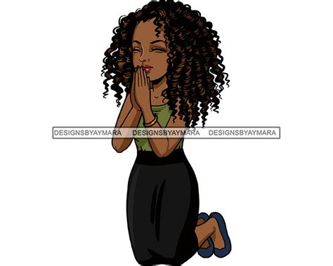 african american woman girl praying kneeling god prayer pray faith melanin religion nubian svg