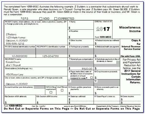 Form 1099 Misc Fillable Form Printable Forms Free Online