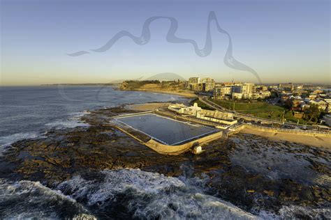 Newcastle Ocean Baths Aerial Stock Photography High Resolution