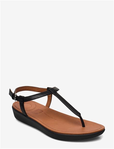 Fitflop Tia Toe Thong Sandals Leather Black 48685 Kr