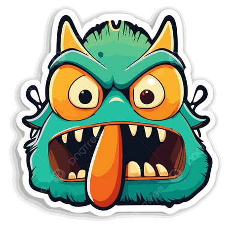 Sticker Vector Clipart Monster Face Sticker Design With Cartoon