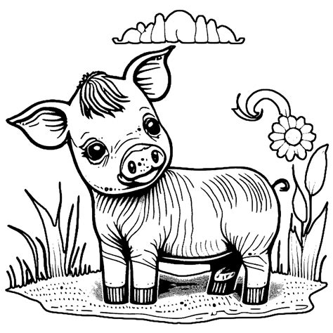 Baby Farm Animals Coloring Page · Creative Fabrica