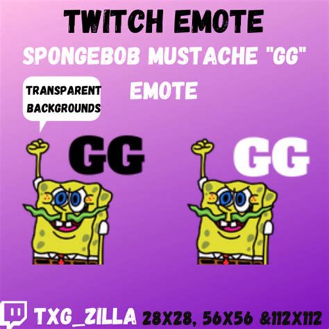 Twitch Emote Spongebob W Mustache Gg Etsy