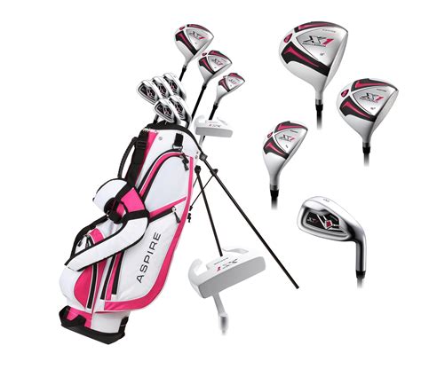 aspire x1 ladies women s complete right handed golf club package set 2 color options and 2 sizes