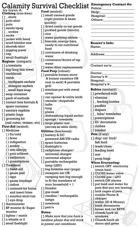 Free Printable Prepper Checklist