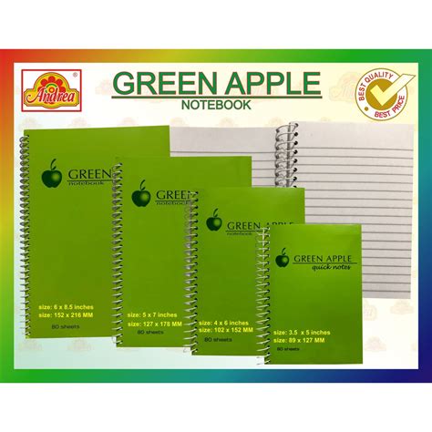 Green Apple Notebook 80 Sheets Spiral Andrea Shopee Philippines