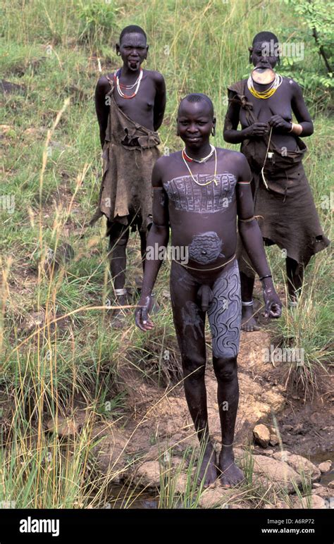 Africa Ethiopia Murle Region Surma Tribesmen Stock Photo Alamy