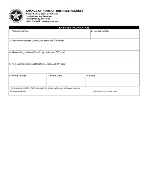 Oklahoma Change Of Home Or Business Address Fill Out Sign Online And