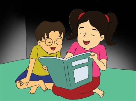 Gambar Kartun Anak Sedang Belajar Di Rumah Adzka