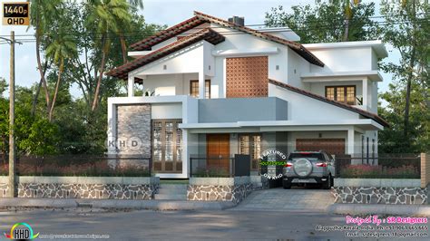 Slanting Roof House Design By Sr Designers Kerala Home Design And