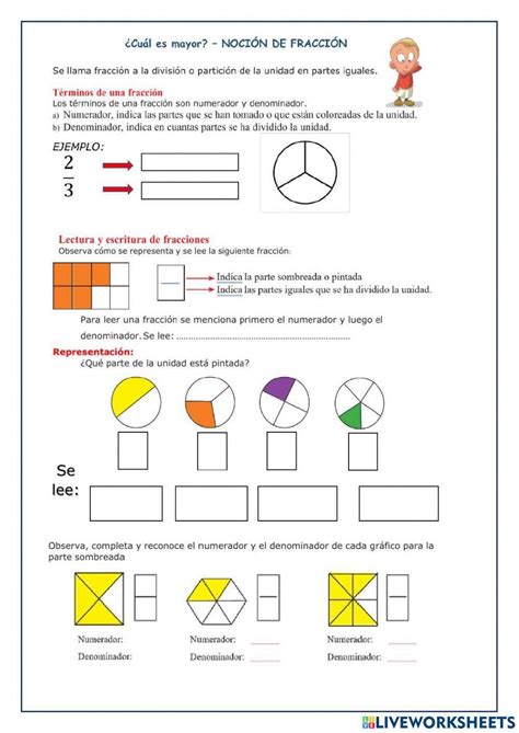 Representación Gráfica Y Escritura De Fracciones Worksheet Live