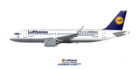 Illustration Of Lufthansa Airbus A320 Neo Digital Art By Steve H Clark