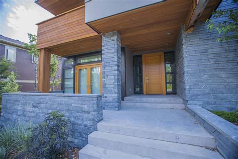 Modern Calgary Entry With Stone Posts K2 Stone