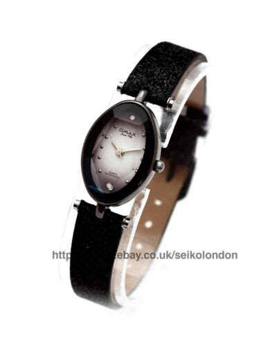 omax ladies sunburst white black cut glass watch seiko japan movt rrp £49 99 ebay