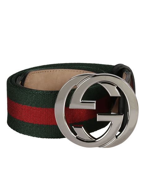 Gucci Gucci Web Stripe Gg Buckle Belt Greenred Mens Belts Italist