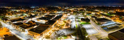 Downtown Hickory Nc At Night Stock Photo Download Image Now Aerial