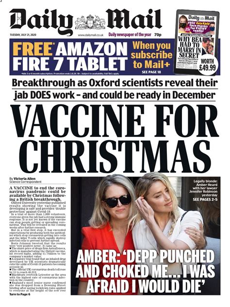 Daily Mail Front Page 21st Of July 2020 Tomorrows Papers Today