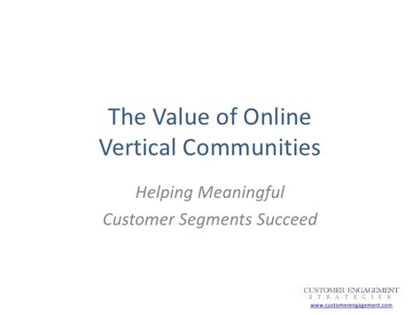 The Value Of Vertical Communities