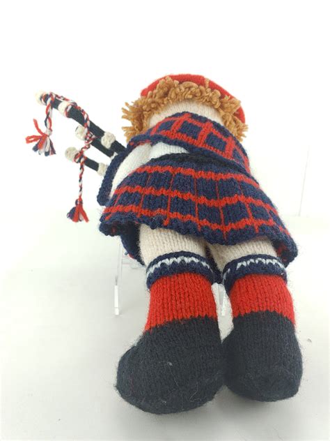 Handmade Scottish Doll Bagpipes Plush 13 Knit Stuffed Etsy