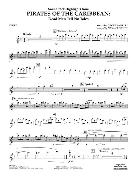 Download and print in pdf or midi free sheet music for pirates of the caribbean by hans zimmer arranged by niall devlin for piano (piano duo). Pirates of the Caribbean: Dead Men Tell No Tales - Flute Sheet Music | Michael Brown | Concert Band