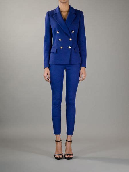 Emilio Pucci Double Breasted Blazer In Blue Lyst