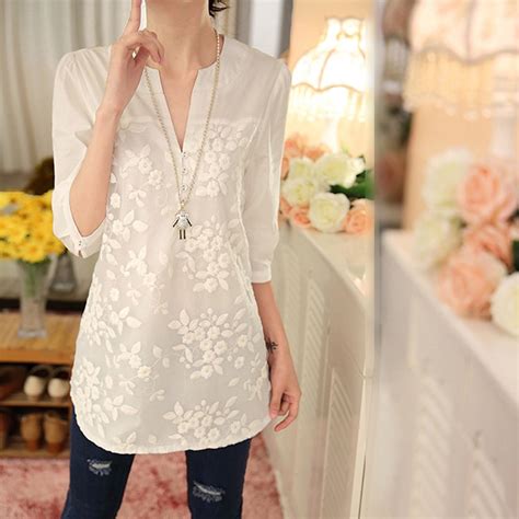 2017 Spring And Summer Women Clothing Lace Blouses New Style White