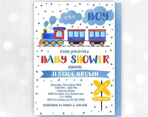 Train Baby Shower Invitation Its A Boy Download Editable Etsy