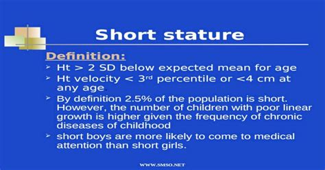 Short Stature Definition Ht 2 Sd Below Expected Mean For Age Ht Velocity