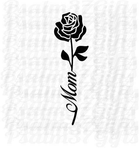 Rose With The Word Mom As A Stem SVG File For Cricut Cricket Mothers Day Roses Happy Mothers Day
