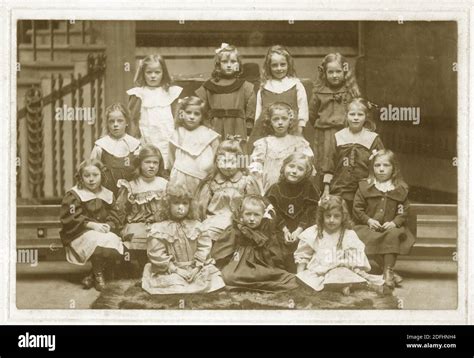 Victorian Children Possibly At A Nursery School For Girls One At Back