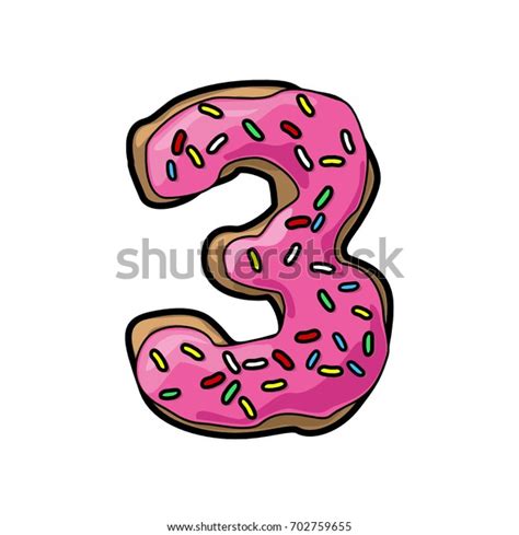 Decorative Donut Font Number 3 Stock Vector Royalty Free 702759655