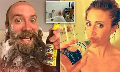 Beer Lovers Enjoy A Cold One In The Shower And Post Selfies On Social Media Daily Mail Online